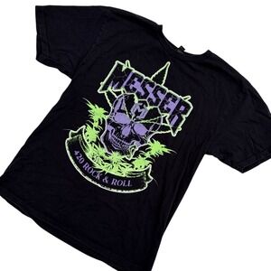 Messer Band T-Shirt Mens Large Black 420 Rock & Roll Skull Cannabis Graphic Tee